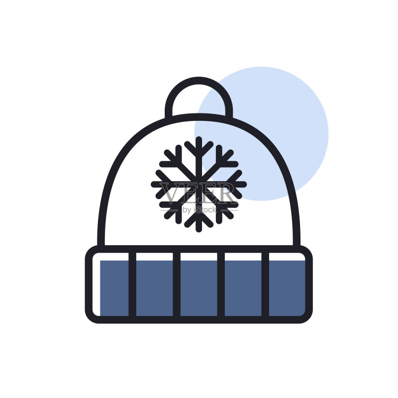 带雪花和绒球图标的冬季帽子图标素材