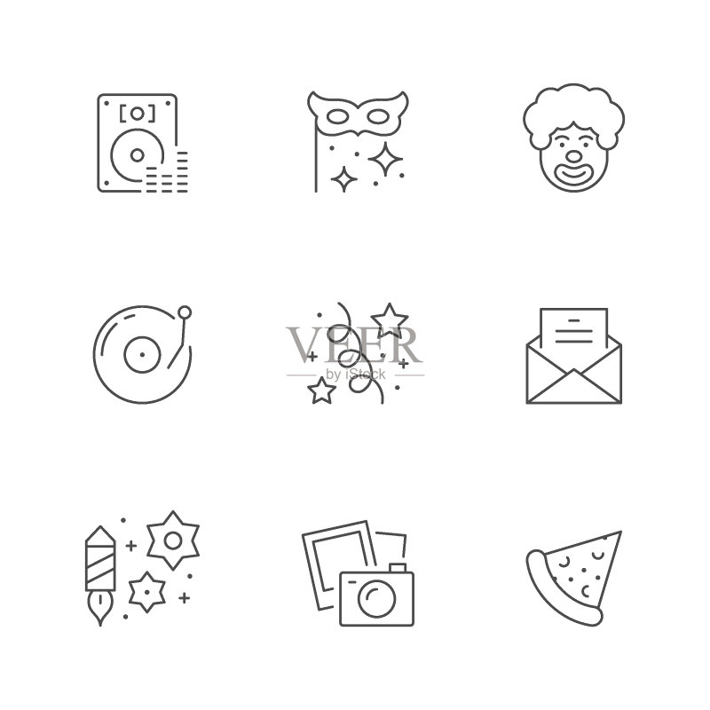 聚会线性图标合集图标素材