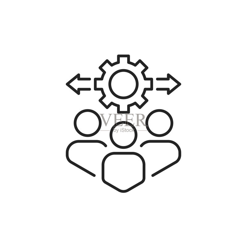 细线条简易操作流程(如团队合作图标)图标素材