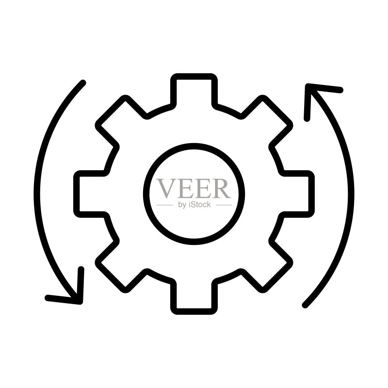 简易操作流程图标矢量齿轮和箭头符号,用于平面设计、Logo、网站、社交媒体、移动应用、UI 插图图标素材