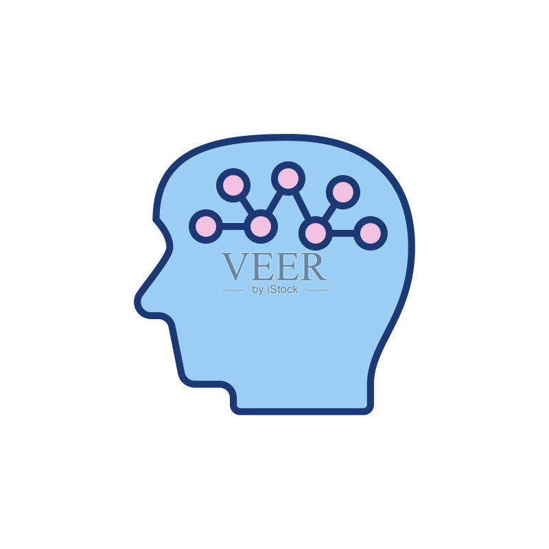 人脑突触矢量概念彩色图标图标素材