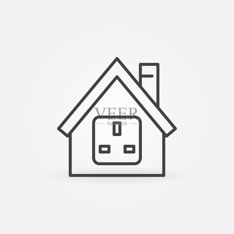 带有美式插座的房屋矢量轮廓图标图标素材