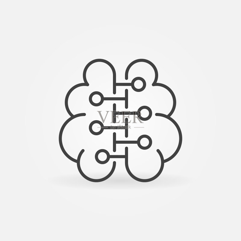 人脑神经元连接细线矢量图标图标素材