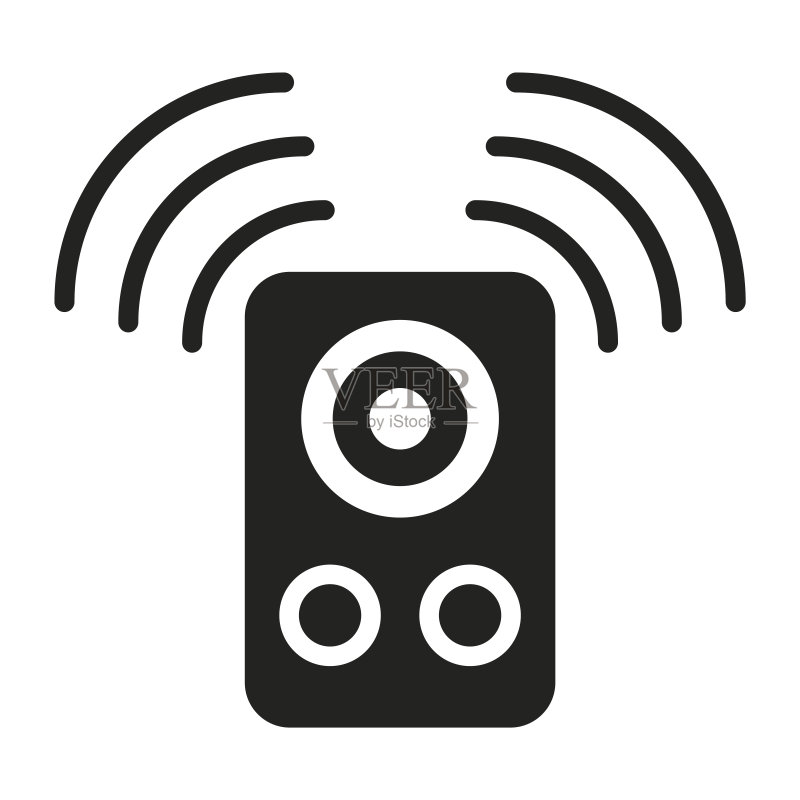 扬声器图标:音乐符号,声波概念,矢量图图标素材
