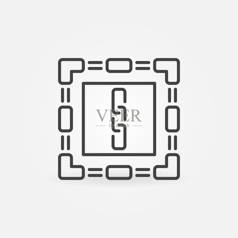 区块链矢量概念极简区块链线条图标图标素材
