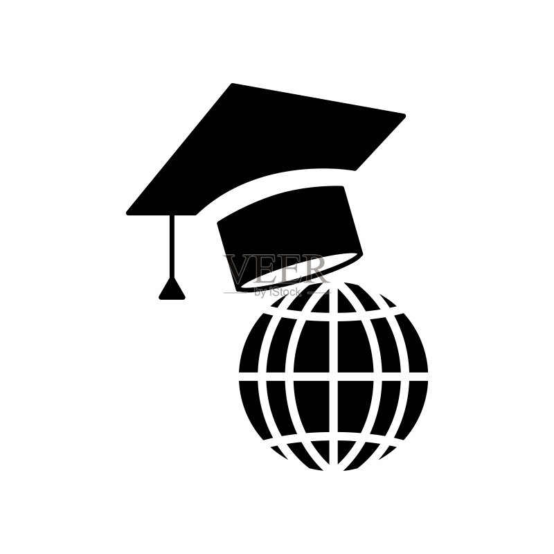 地球毕业图案字形图标,教育相关,简单矢量设计图标素材