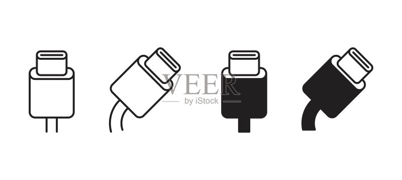USB Type-C接口图标矢量图图标素材