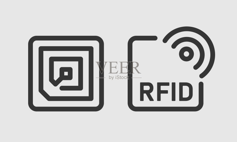 RFID线形图标集,矢量插画图标素材