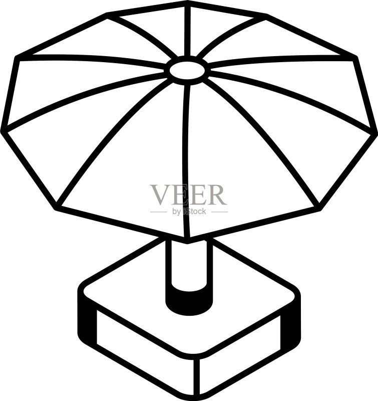 可定制的遮阳伞线性图标图标素材