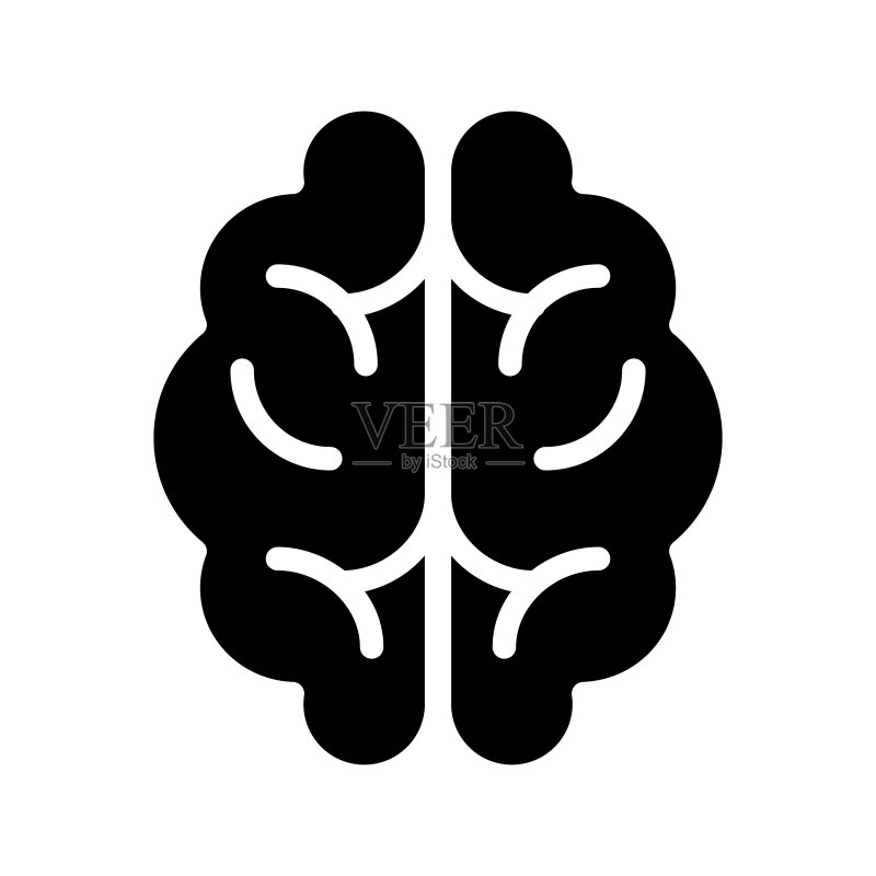 人脑黑色字形图标图标素材