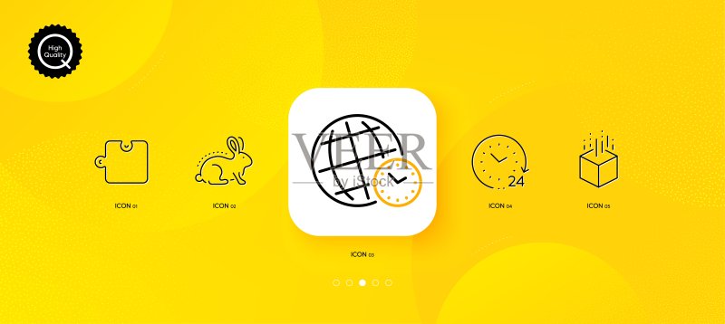 动物测试、24小时和增强现实极简线条图标矢量素材图标素材