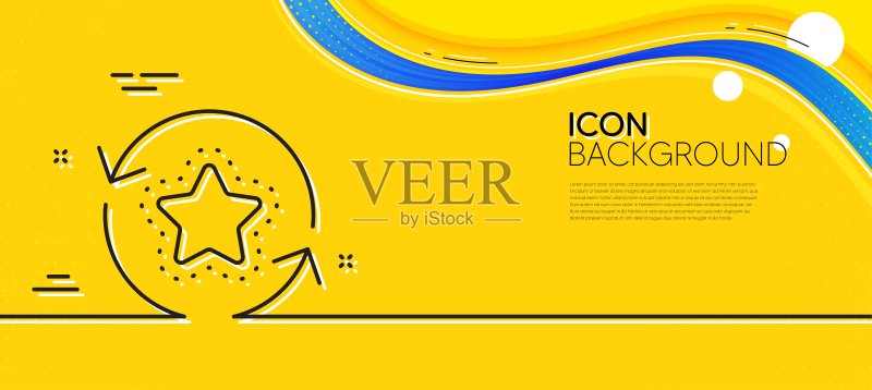 会员星星线条图标。更改奖励积分。折扣计划。极简线条黄色banner。矢量图图标素材