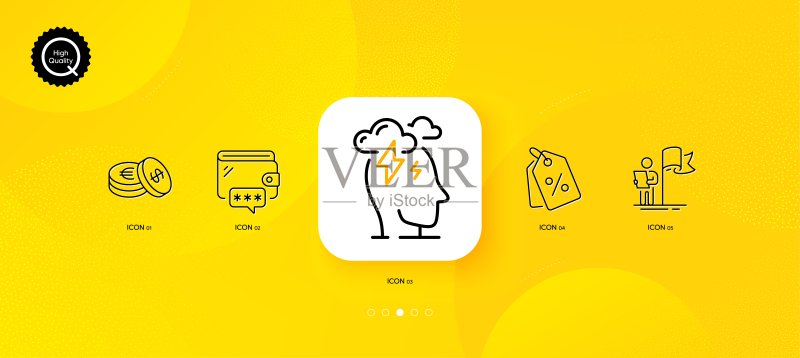 储蓄、折扣标签和压力极简线条图标矢量素材,适用于Web应用程序和印刷图标素材