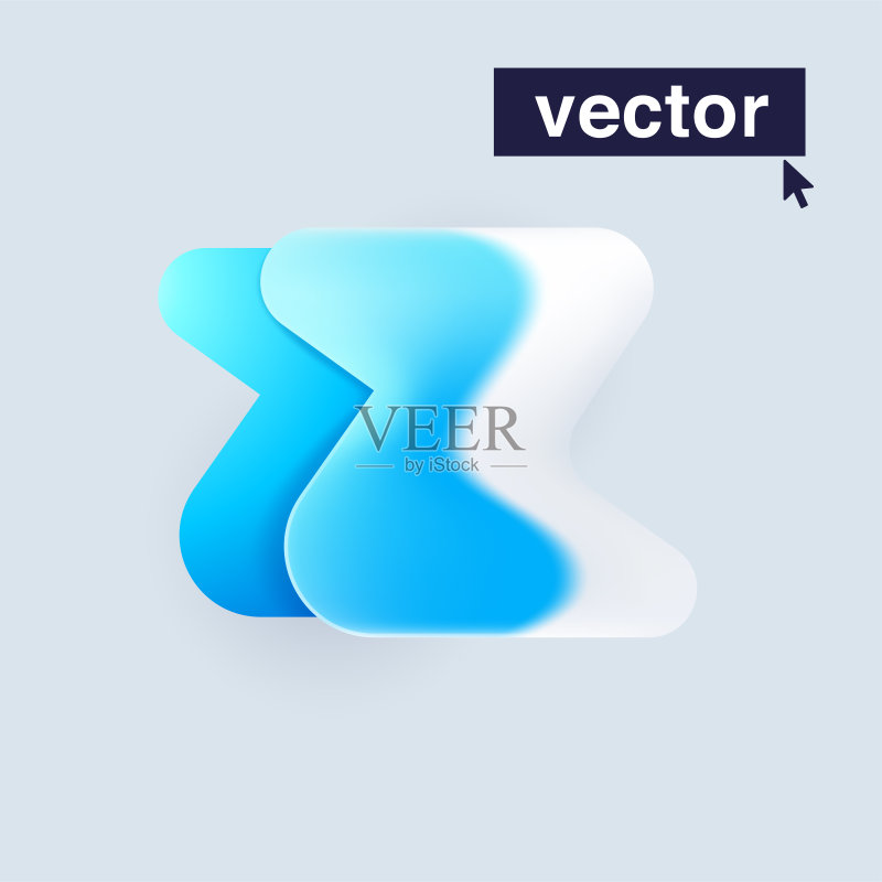玻璃质感风格的字母Z logo。白色背景上的矢量模糊半透明图标图标素材