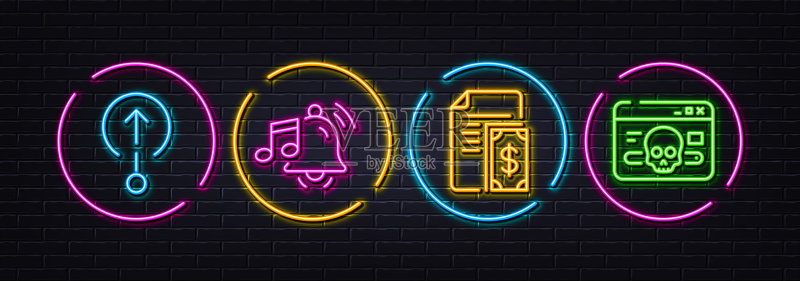 闹钟提示音支付和向上滑动极简线条图标素材