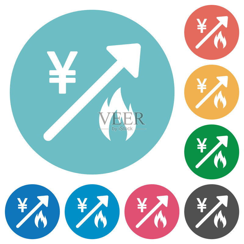 天然气价格上涨日元扁平圆形图标图标素材