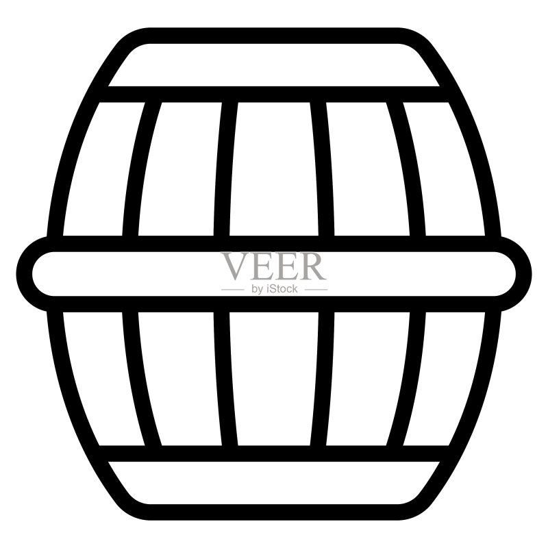 威士忌桶矢量轮廓图标。现代细线符号。传统元素集合。图标素材