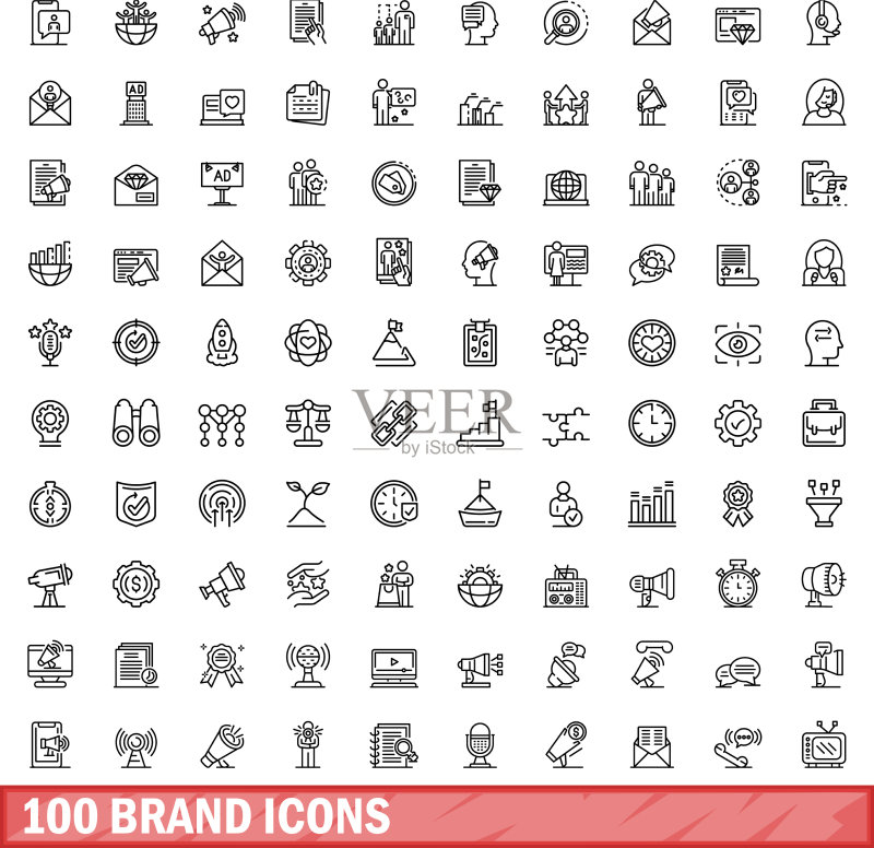 100个品牌图标轮廓风格合集图标素材