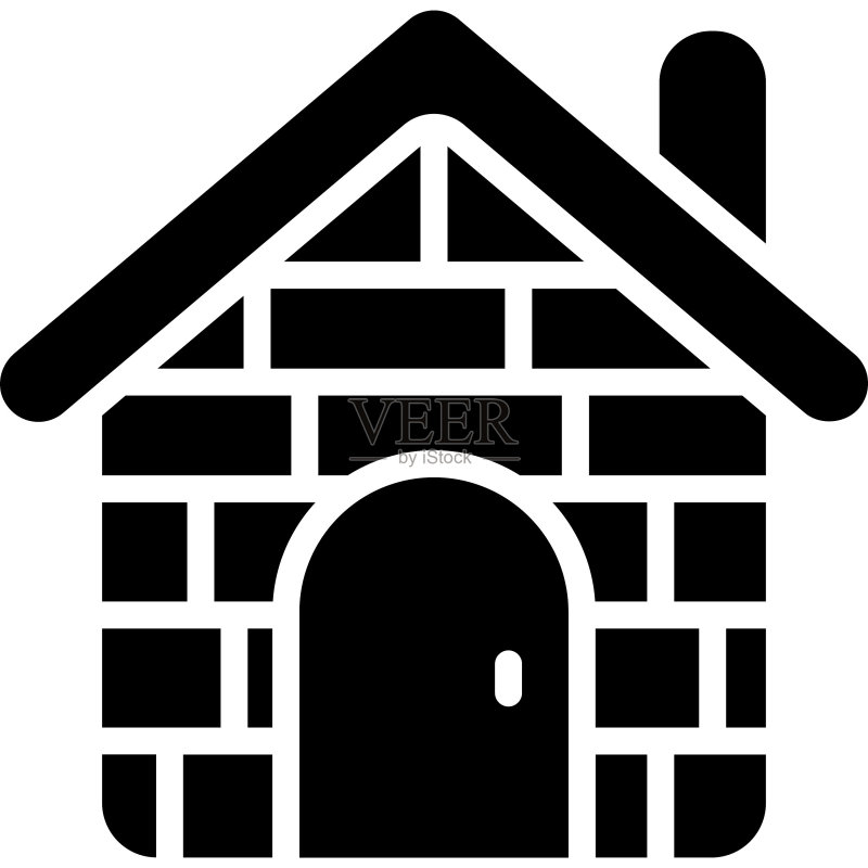 房屋矢量字形图标。现代字形符号。传统元素集合图标素材