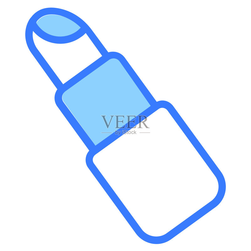 口红化妆品图标,简约蓝色线条设计图标素材