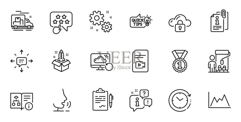 短信、画家和技术算法线条图标轮廓集,适用于Web应用程序矢量图图标素材