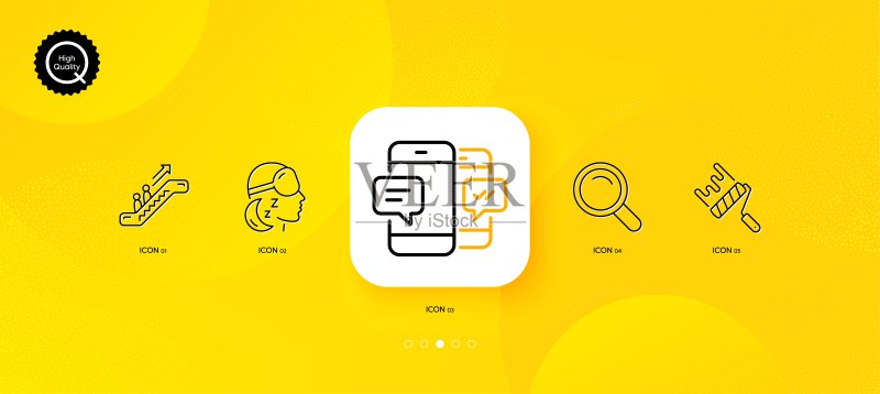 失眠、搜索和自动扶梯极简线性图标:适用于Web应用和印刷,矢量图图标素材