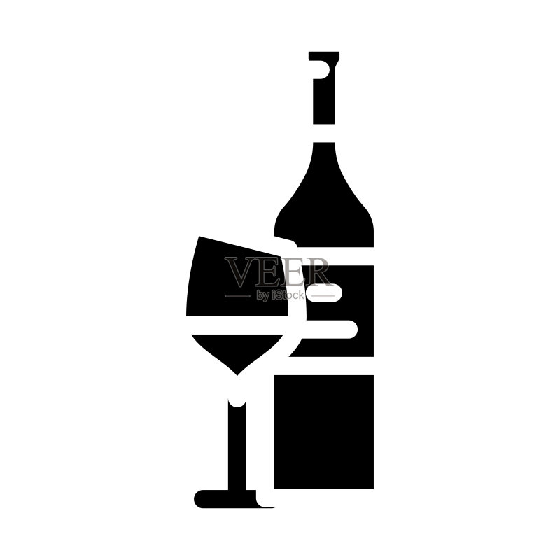 西拉红葡萄酒字形图标矢量图图标素材