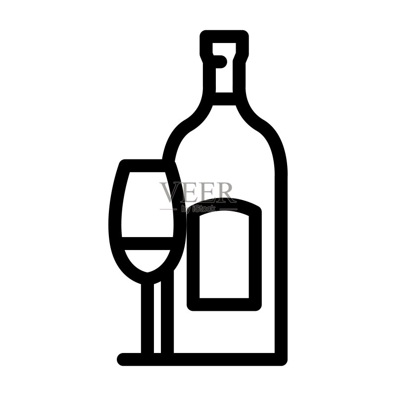 长相思白葡萄酒线条图标矢量图图标素材
