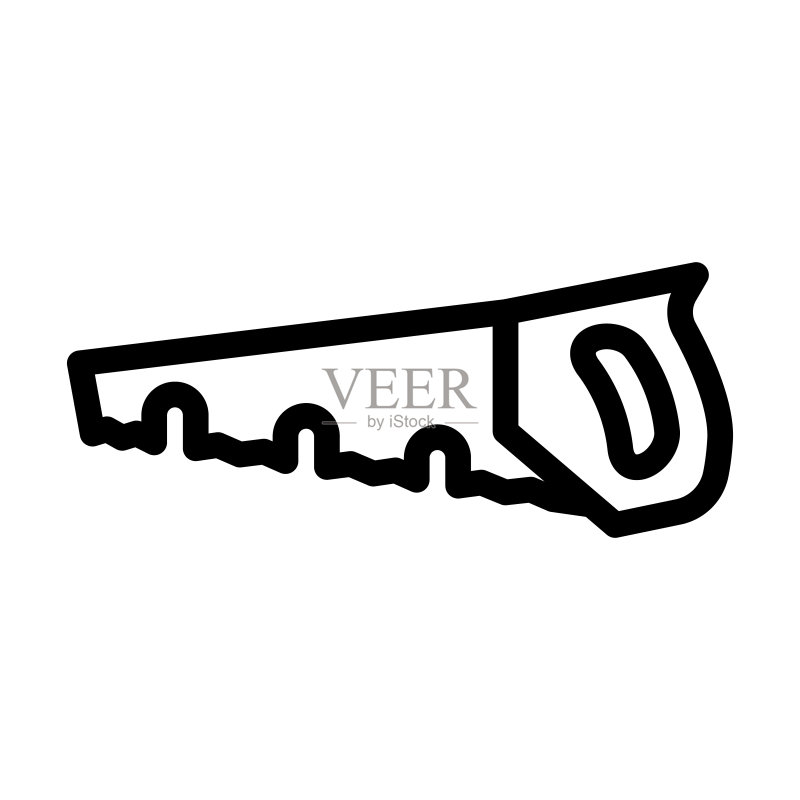 潮湿的木手锯线条图标矢量插图图标素材