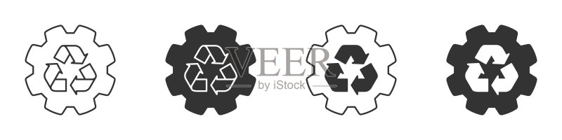 带有回收标志的齿轮图标图标素材