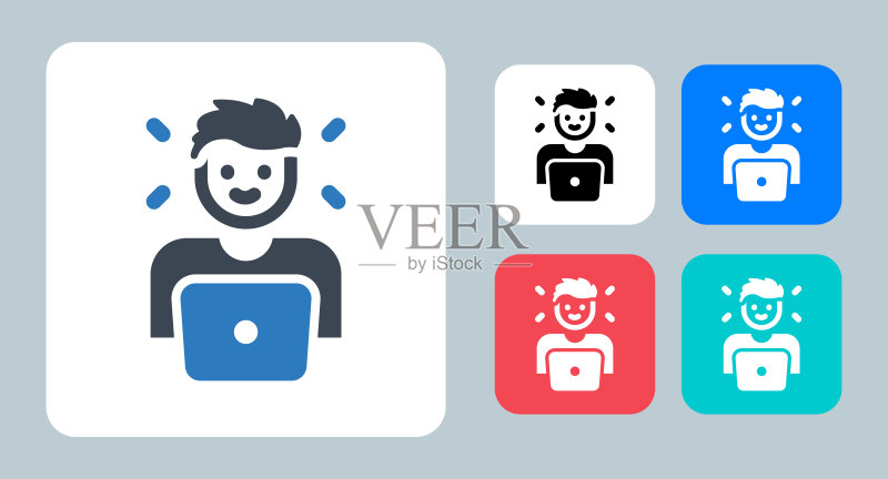 网络红人图标 - 矢量插图.网络红人、博主、博客、油管主播、视频博主、视频博客、视频、社交媒体、大使、营销、标志、符号、扁平、图标。图标素材