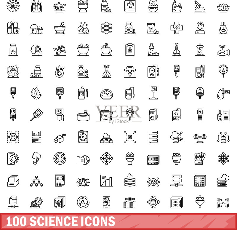 100个科技图标轮廓风格图标素材