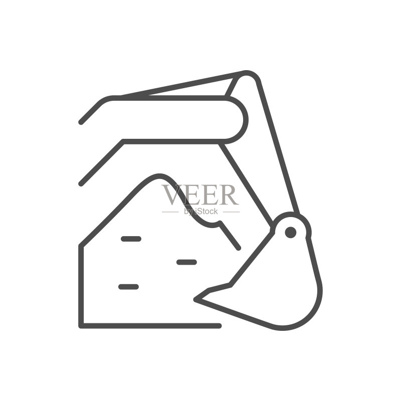挖掘机挖掘线条轮廓图标图标素材