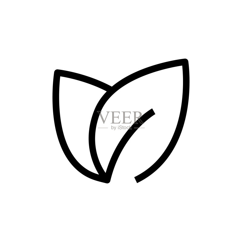 树叶线条图标,适用于纯素图标,与包装相关,简单的可编辑矢量设计,32 x 32像素完美图标素材