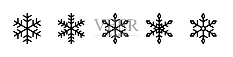雪花轮廓图标合集. 矢量图形图标素材