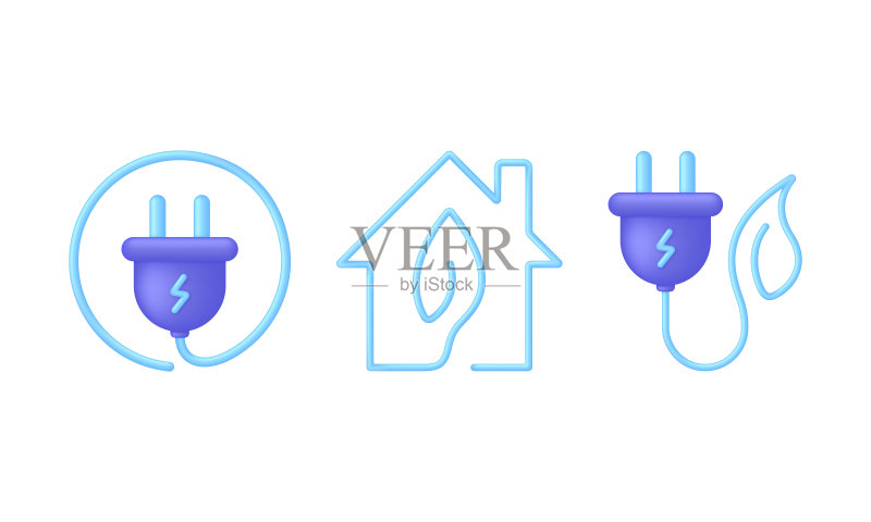 绿色能源3D图集:替代能源与清洁能源生产图标素材