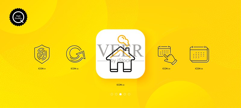 首页、日历和重新加载最小线图标。用于Web应用程序、打印。矢量图标素材
