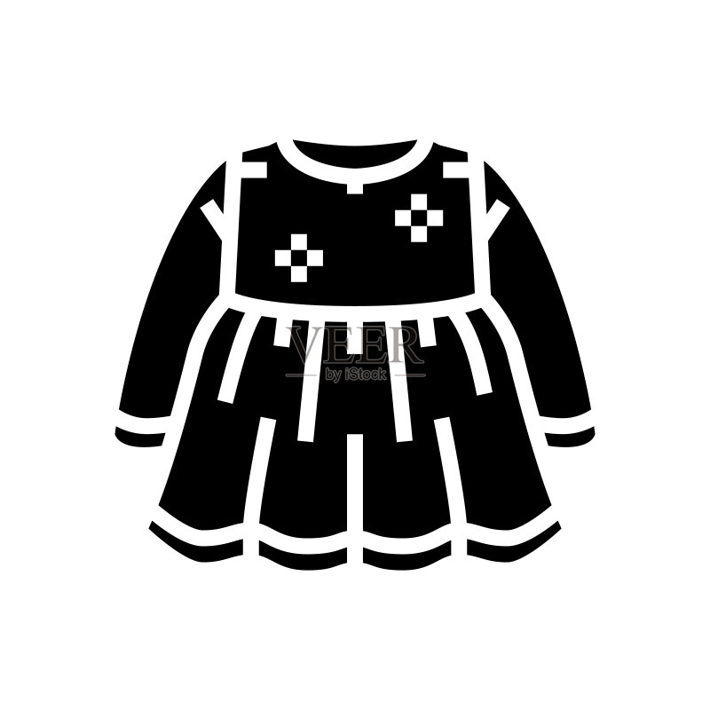 女婴连衣裙布料字形图标矢量图图标素材