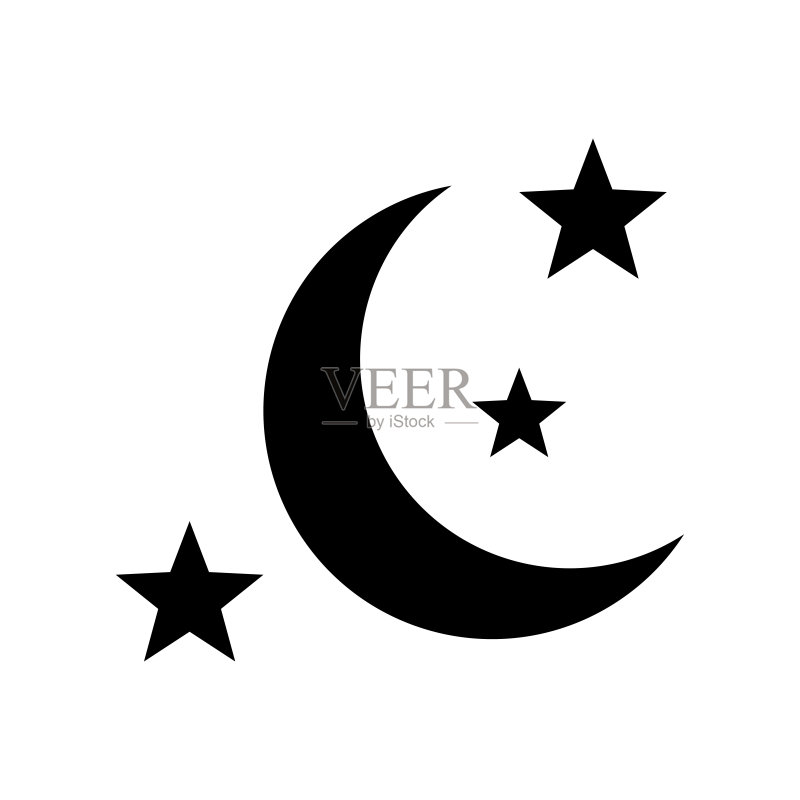 白色背景中的夜间图标矢量设计模板图标素材