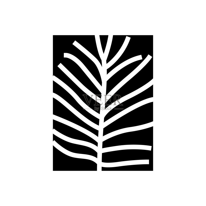 棕竹热带叶子glyph图标矢量插图图标素材