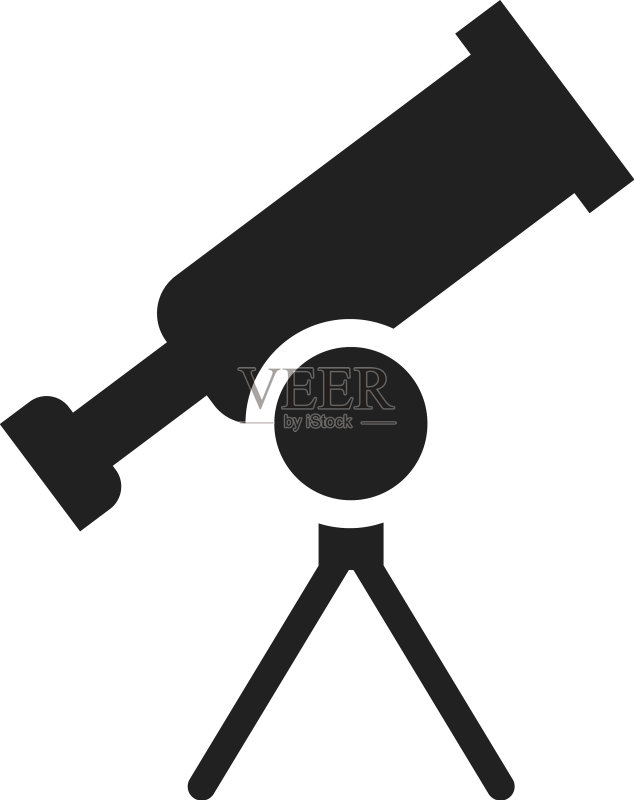 望远镜黑色图标天文学科学研究图标素材