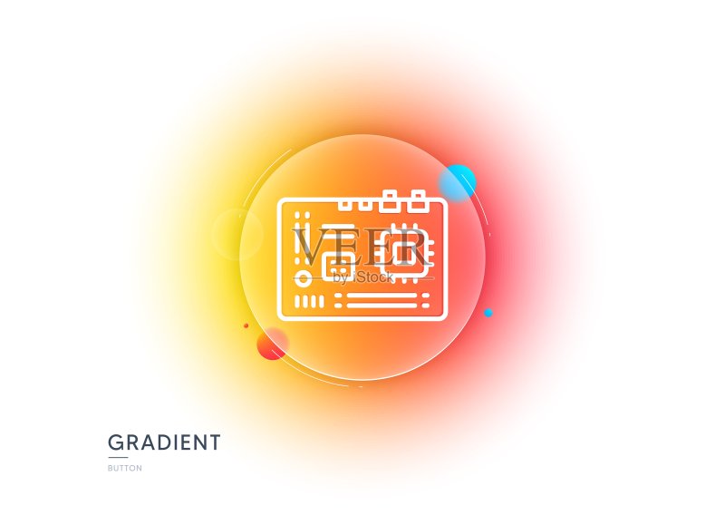 主板线条图标,电脑硬件组件符号,渐变模糊按钮,矢量图图标素材