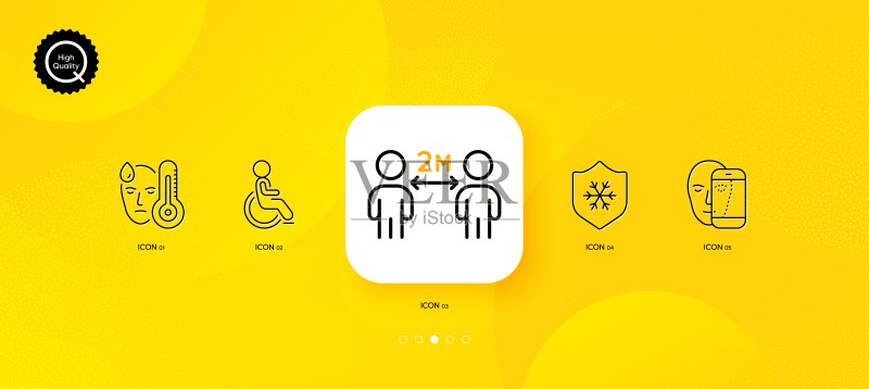 清洁皮肤、发烧和残疾极简线性图标矢量素材图标素材