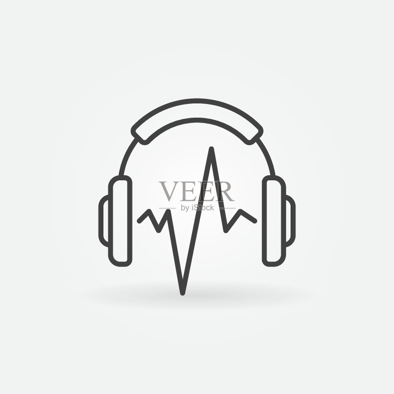 带有声波矢量图标或设计元素的音乐耳机图标素材