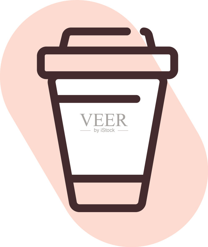 白色背景的塑料杯热咖啡图标素材