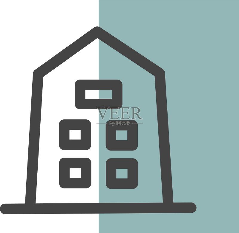 白色背景上的公寓楼图标素材