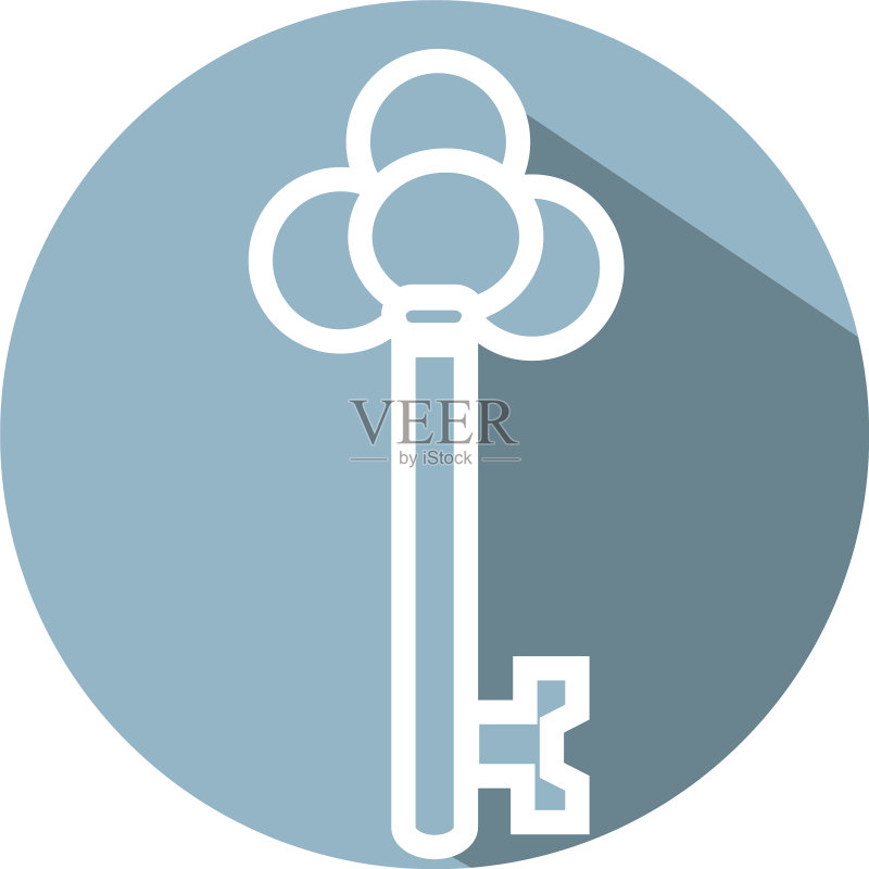白色背景上的精美钥匙图标素材