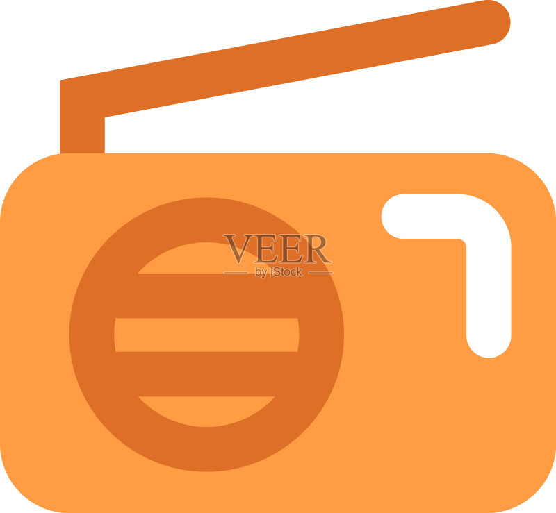 白色背景上的橙色收音机图标素材