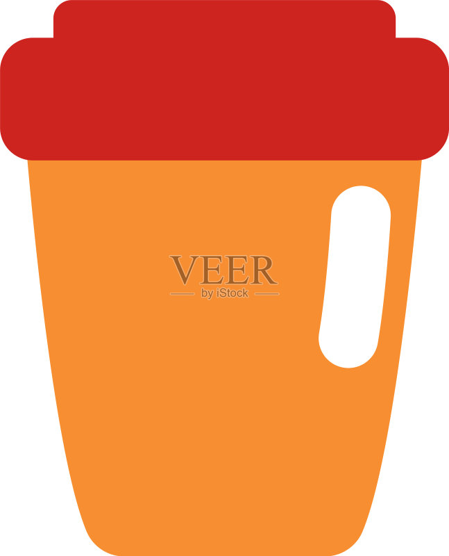 白色背景上的黄色外带咖啡杯图标素材