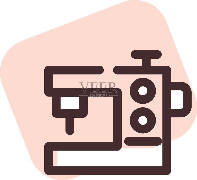 白色背景上的纺织缝纫机图标素材